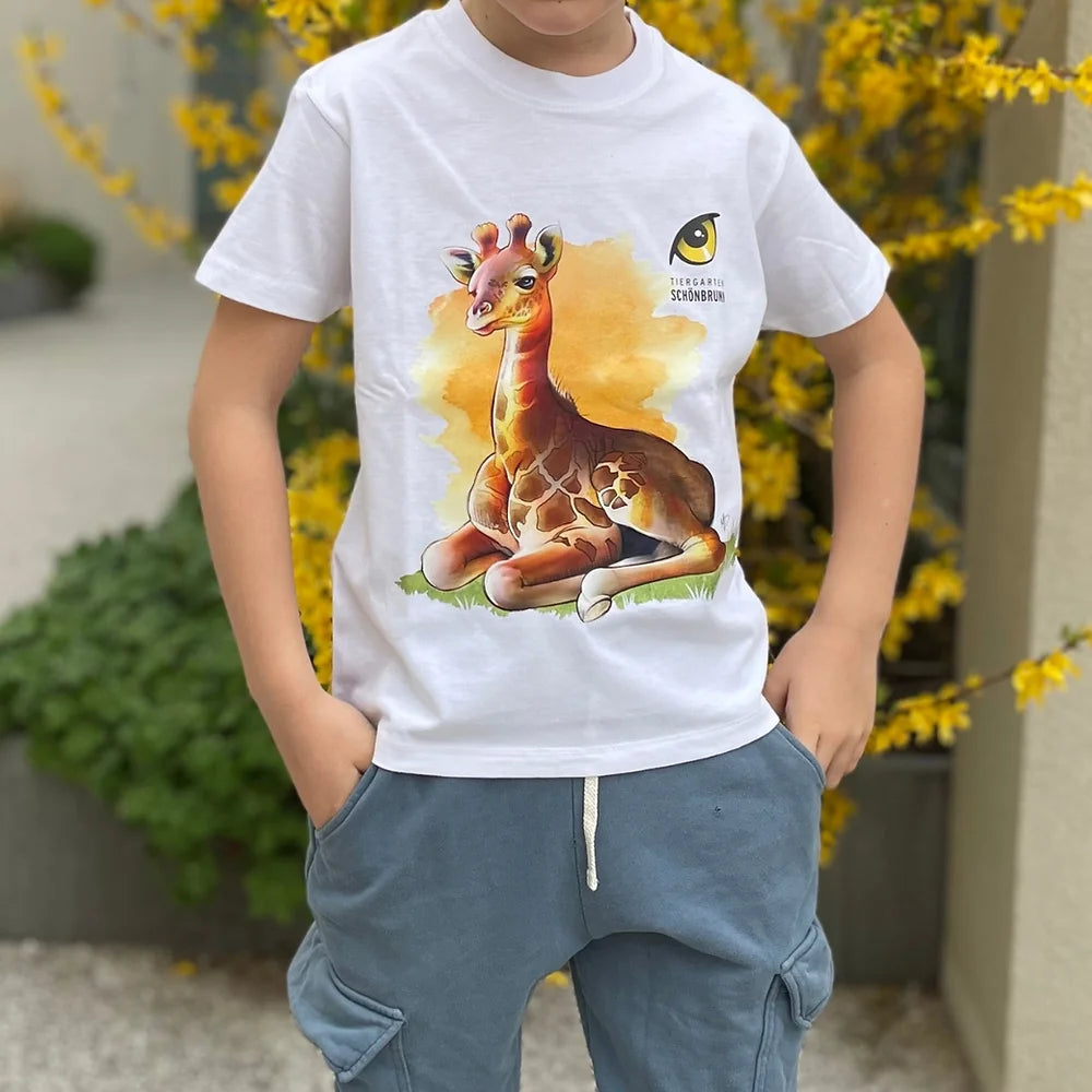 T-Shirt Kinder Giraffe Baby mit Tiergarten Logo