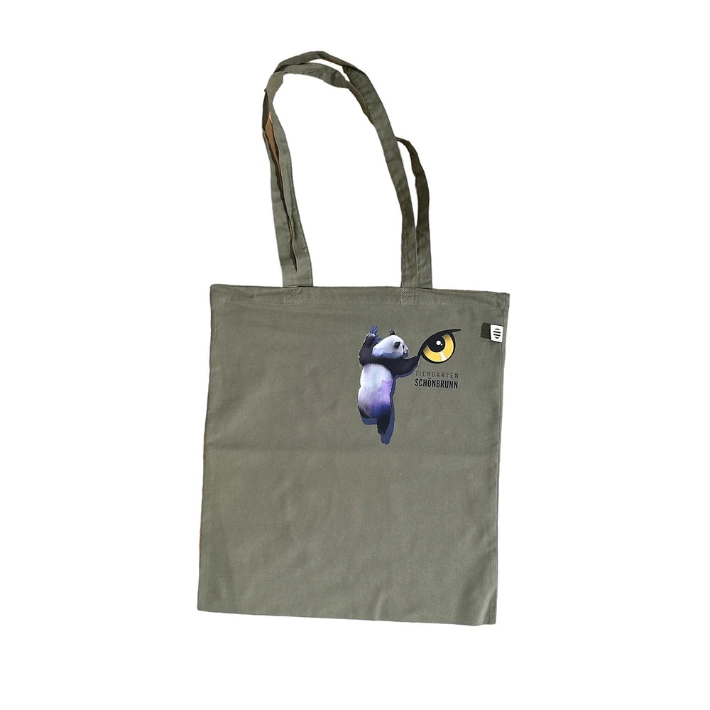 Baumwolltasche Panda auf Tiergarten Logo / Tote Bag