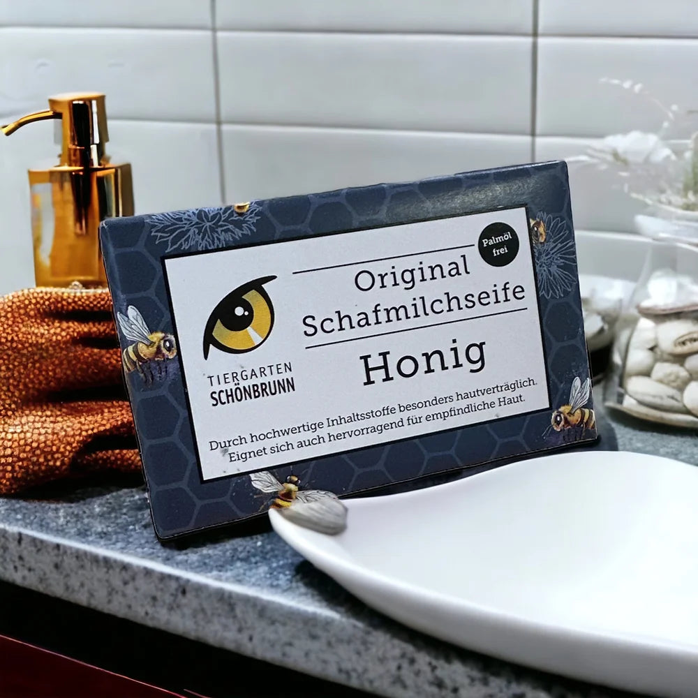 Schafmilchseife Honig mit Tiergarten Schönbrunn Logo