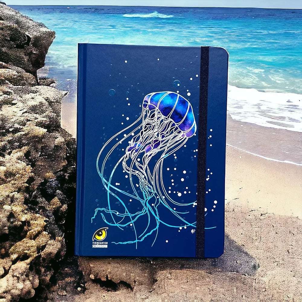 Notizbuch Qualle mit Tiergarten Logo - Blau