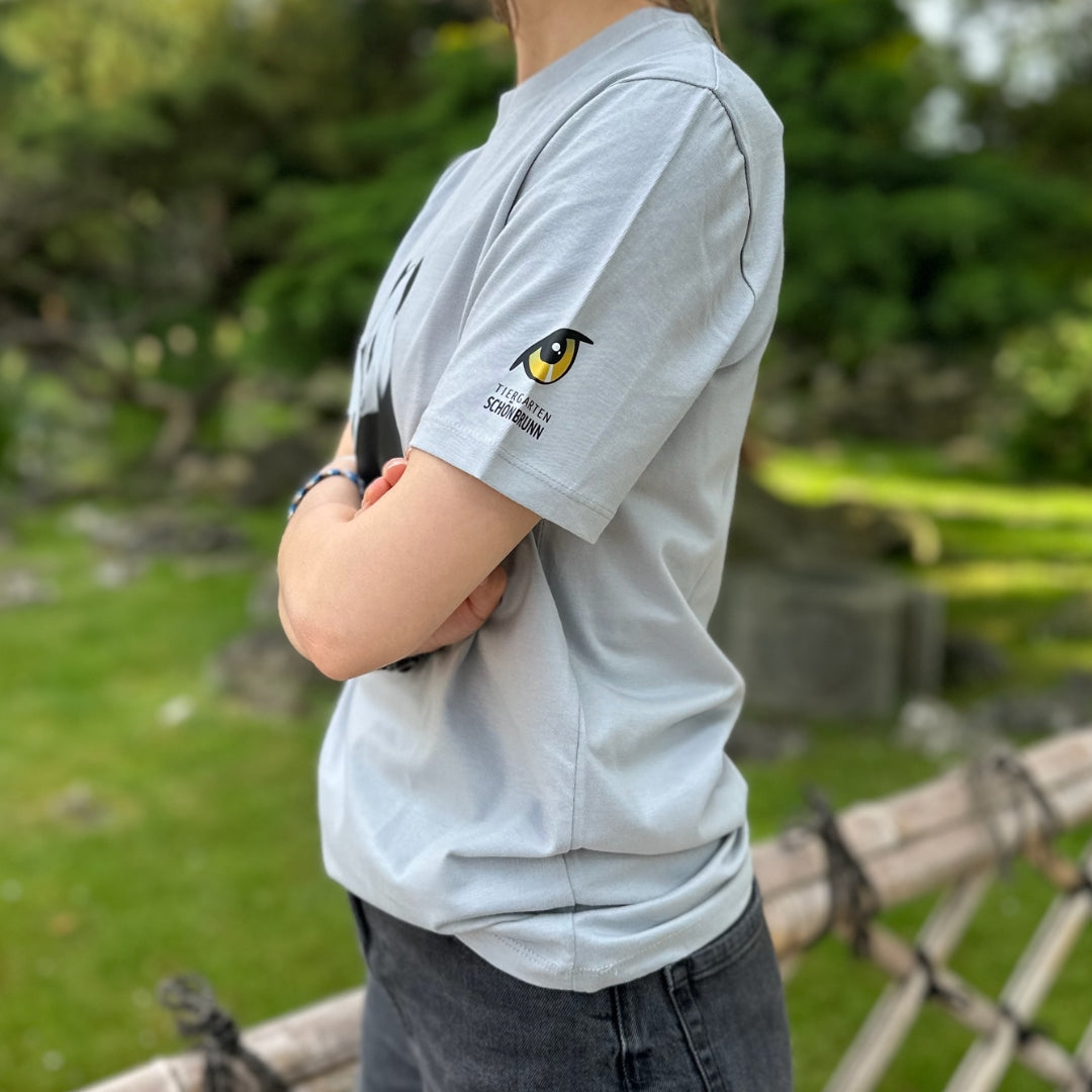 T-Shirt Panda Familie mit Tiergarten Logo Grau